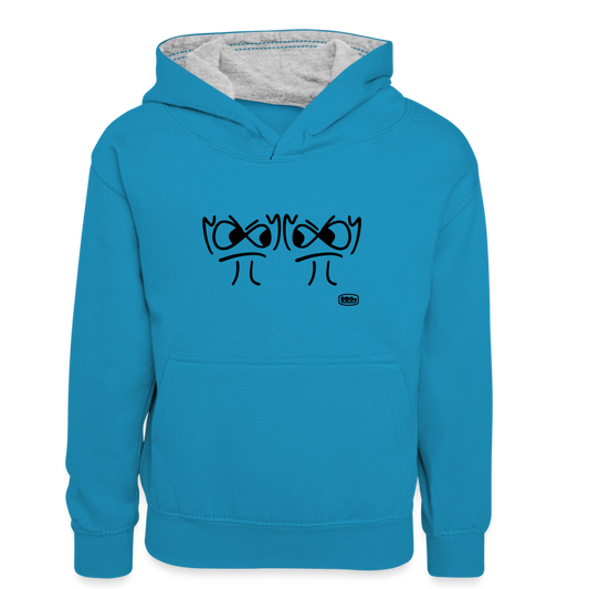Premium Hoodie - die PiPi Bros - Teens - Pfauenblau/Grau meliert